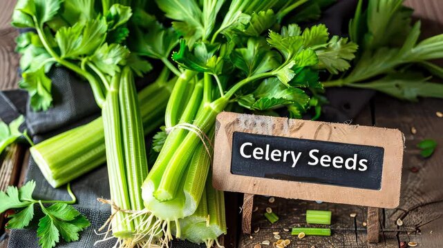 Celery seeds on the table. Selective focus. food.