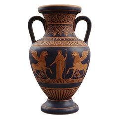 Ancient Greek Amphora with Black-Figure Mythological Scene