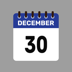calendar with december 30 icon vector reminder for important deadlines and special events this autumn season