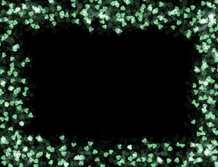 frame of glittering hearts on a black background