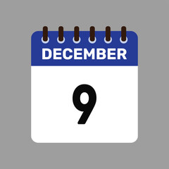 calendar with december 9 icon vector reminder for important deadlines and special events this autumn season