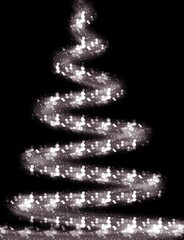 silhouette of a glowing Christmas tree on a black background