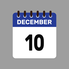 calendar with december 10 icon vector reminder for important deadlines and special events this autumn season