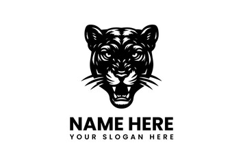 Aggressive Cougar Head Vintage Style Logo Design.