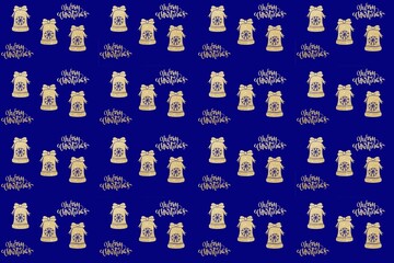 Seamless Christmas pattern with the inscription "Christmas bells"