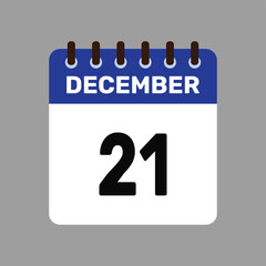 calendar with december 21 icon vector reminder for important deadlines and special events this autumn season