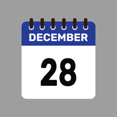 calendar with december 28 icon vector reminder for important deadlines and special events this autumn season