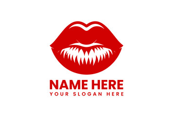 Bold Red Lips Logo with Sharp TeethLike Interior Design.