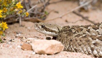 Fototapeta premium Close-up of a snake in desert sand