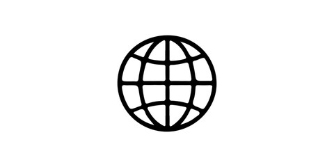 Vector Global icon. Simple black and white globe icon representing global connectivity and the internet.