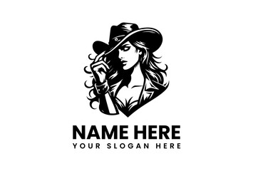 Elegant Cowgirl Silhouette with a Stylish Hat and Confident Gaze.