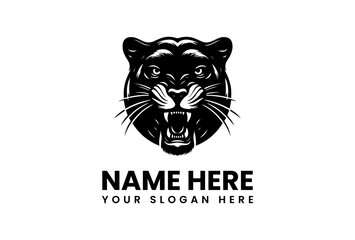 Fierce Black Panther Logo with Open Mouth and Sharp Teeth Displayed.