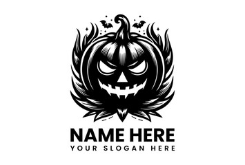 Fiery Winged Jack O Lantern Halloween Pumpkin Design.