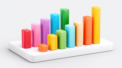 Colorful bar chart graph showing positive business data analysis and statistics for growth. This minimalist infographic concept represents finance, progress, and market research