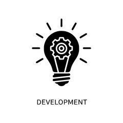 Creative idea light bulb with gear symbol represents development and innovation concepts