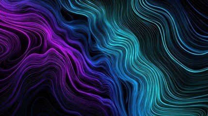Fototapeta premium Abstract flowing lines with vibrant purple and teal hues.