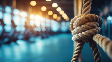Close-Up of a Strong Nautical Knot in a Gym Environment