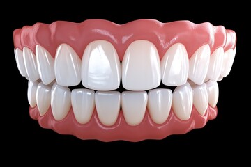 Obraz premium Perfect White Teeth Denture on Black Background