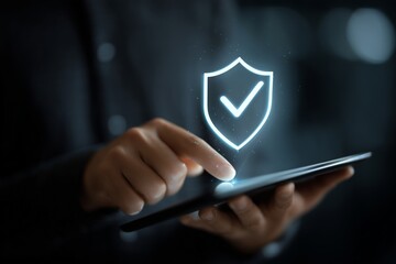 Shield Icon Check Mark Tablet IT