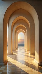 Fototapeta premium Step Under Arched Structure in Sunlit Space