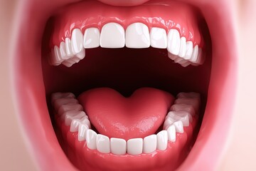 Naklejka premium Wide Open Mouth with Healthy White Teeth and Tongue