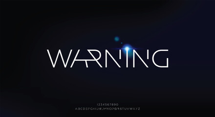Warning Abstract technology science alphabet font. digital space typography vector illustration design

