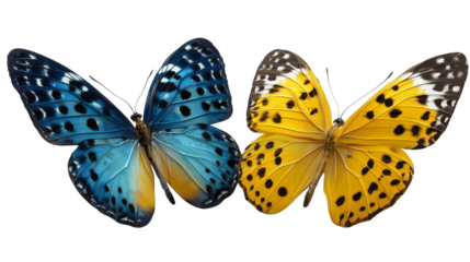 Two colorful butterflies isolated on transparent background