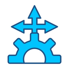 Direction Icon In Blue Monochrome Flat Design, Vector Illustration