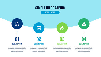 Set of simple infographic elements for your design. Simple infographic template. Simple infographics options banner. Simple 4 color infographic with circles style. Info graphic with 4 colors and items