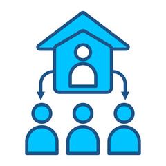 Leadership Icon In Blue Monochrome Flat Design, Vector Illustration