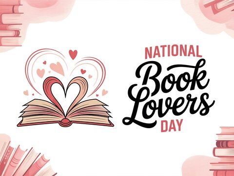 Celebrate national book lovers day with this charming illustration of an open book forming a heart shape - Powered by Adobe
