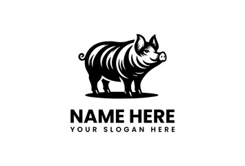 Stylized Black and White Pig Logo with Distinctive Striped Markings.