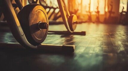 Close-Up of Gym Equipment in Soft Light at Sunset in Fitness Studio