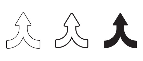 Merge arrow icon set. isolated on white background, combine direction symbol.