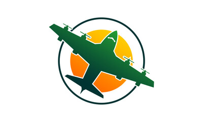 Logistic airplanes with sunset design vector