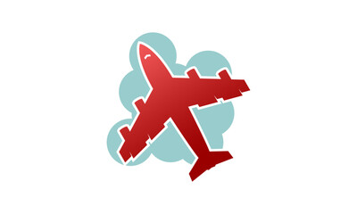 Red plane with clouds design vector