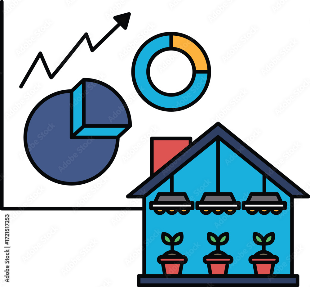 Poster a house is shown with a graph and a pie chart