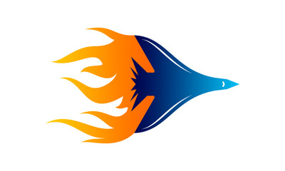 Jet plane with fire illustration design vector