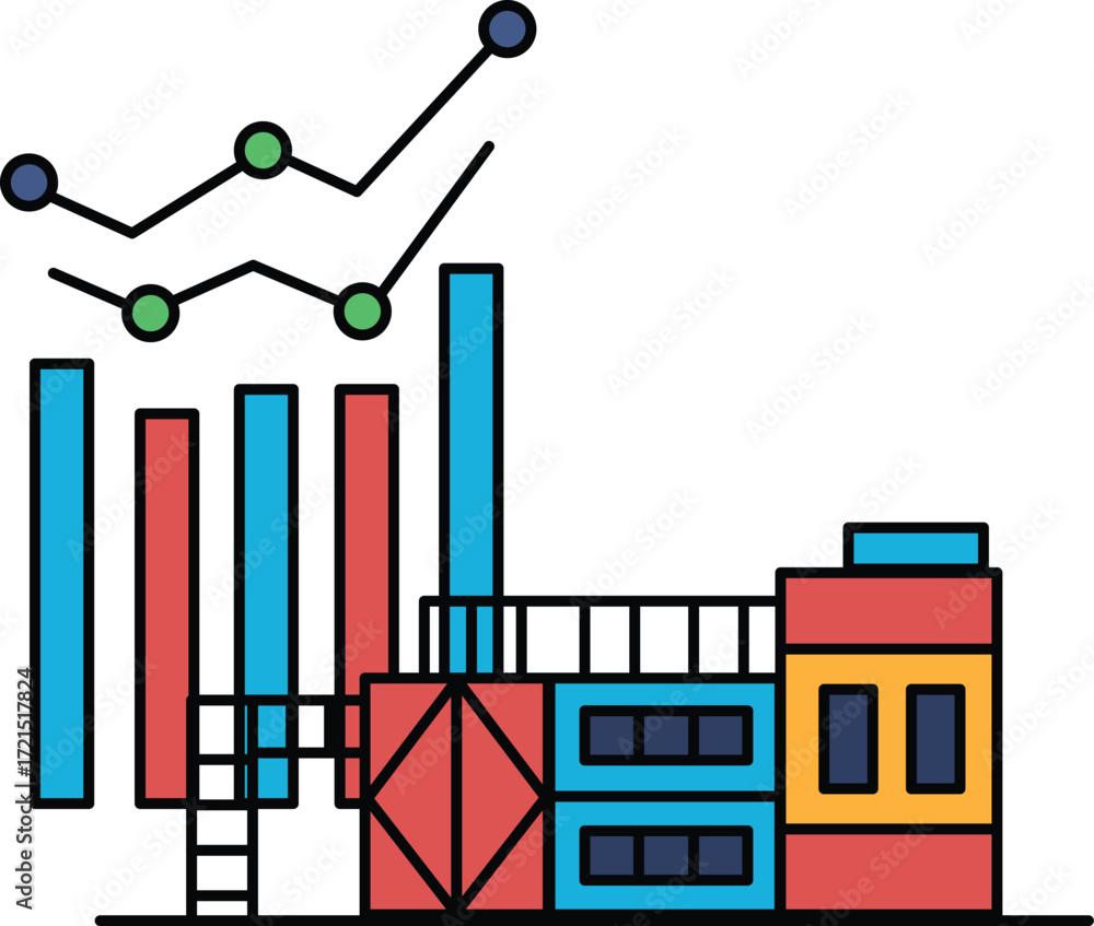 Poster a graph is shown with a building in the background