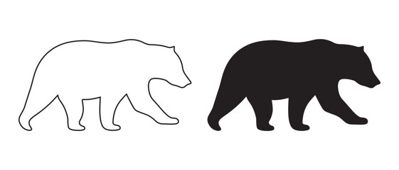 Bear icon set. isolated on white background for wildlife or nature theme design.