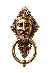Ornate brass door knocker,  man's face