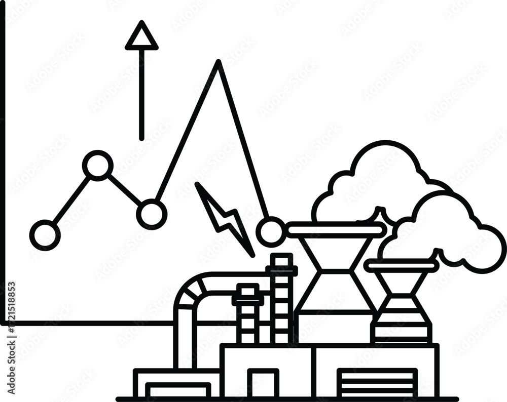 Poster a graph with a line going up and a mountain in the background