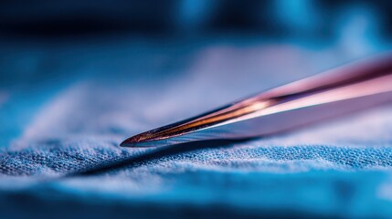 Close-Up of Precision Tweezers on Soft Fabric with Soft Light Effect