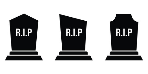 Simple tombstone icon set. tomb stone  vector icon .