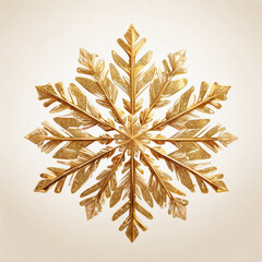 Sparkling Golden Glitter Snowflake on White Background