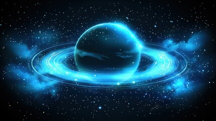 Celestial Rings: A Glowing Planet in the Cosmos