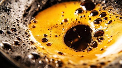 Close-up of Rich, Dark Coffee with Bubbling Foam and Texture