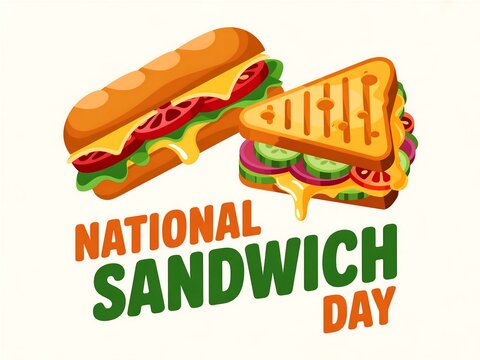 Celebrate national sandwich day with deliciously stacked sandwiches and festive typography