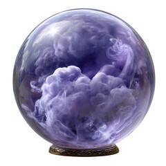 Mystical purple crystal ball with swirling smoke inside. mysterious magic orb for fantasy concepts, showing vision of future and telling fortune
