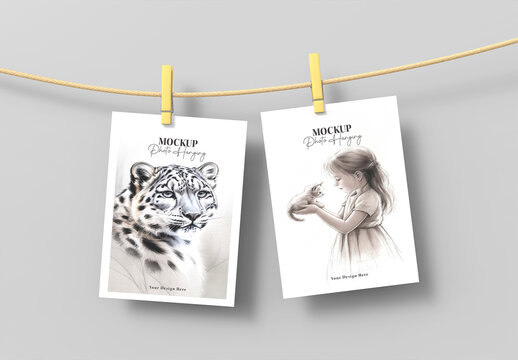 Hanging Photo Mockup with Generative AI